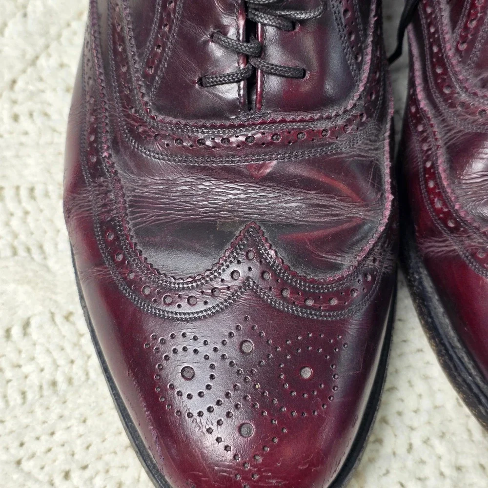 VTG Florsheim‎ Royal Imperial Burgundy Leather Wingtip Oxford Dress Shoes Mens 9
